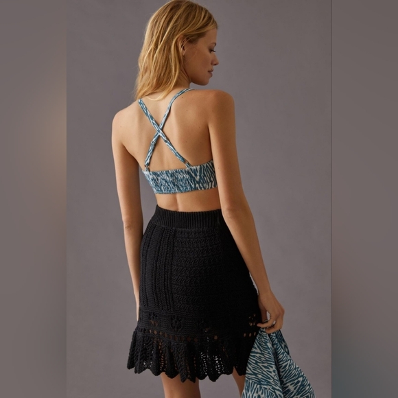 Anthropologie Pilcro Surf Bra Top In Ikat Blue And White Print Size M - Picture 4 of 12